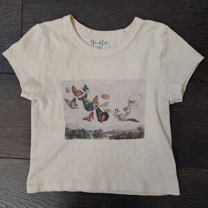 Brandy Melville John Galt Short Sleeve Butterfly Top One Size Fits XS / Small